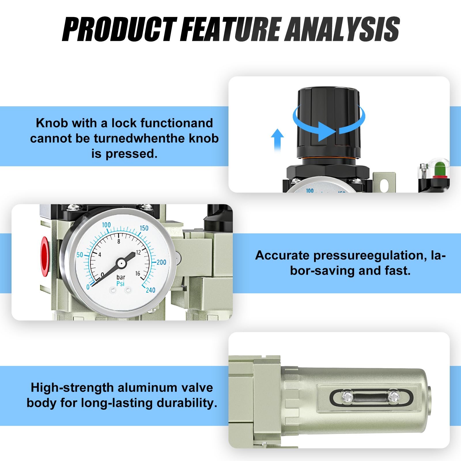 MEANLIN MEASURE 1/2"BSP Sistema de secado de aire industrial de 3 etapas,drenaje automático,secador desecante y regulador de aire para cortadora de plasma y pulverizador de pintura