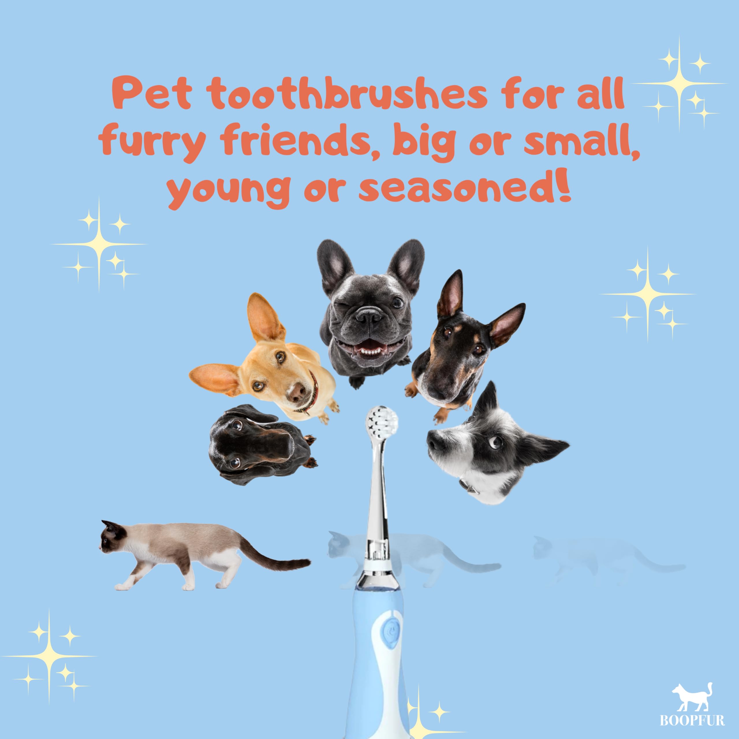 Cepillo de dientes eléctrico para mascotas, luz LED y cerdas suaves, para perros y gatos