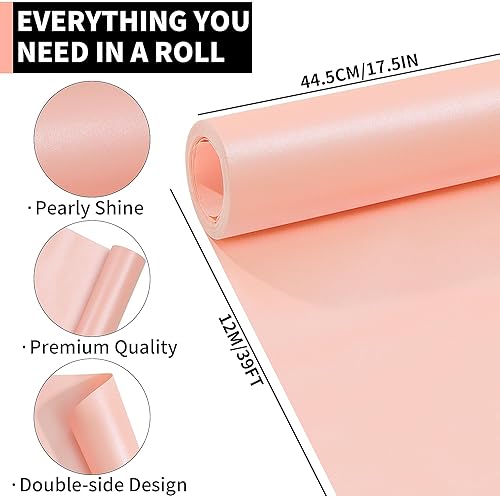 Miniatura 2 de Rollo de papel de regalo mate - Color sólido perlado de 17.3 pulgadas X 39.4 pies, papel de regalo brillante rosa elegante con lustre para boda, día