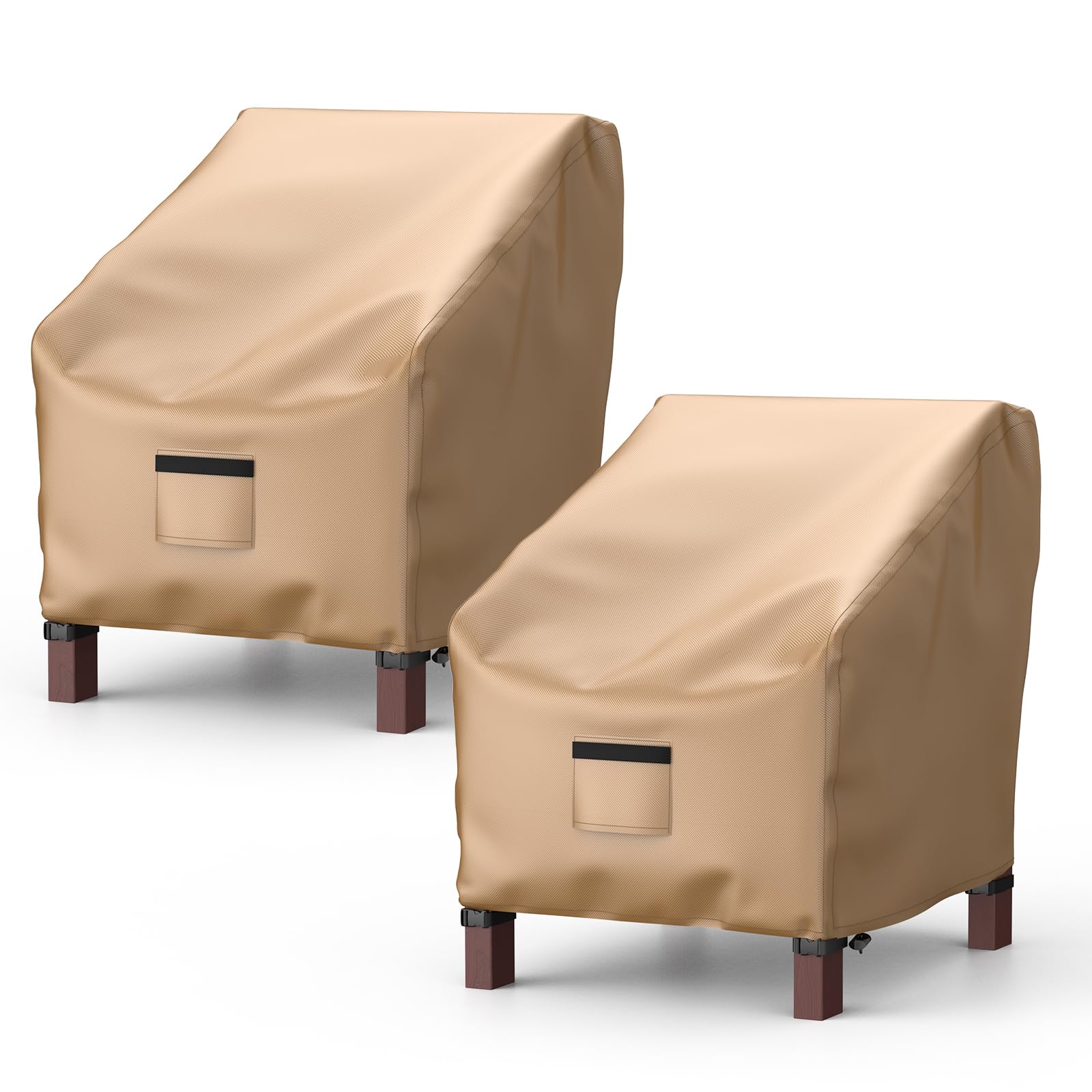 Photo 1 of BROSYDA Patio Chair Covers for Outdoor Furniture Waterproof 2 Pack, Lawn Chair Covers 600D Heavy Duty Oxford Cloth, Large Covers for Lounge Lawn Deep Seat 38" W x 31" D x 29" H-Brown