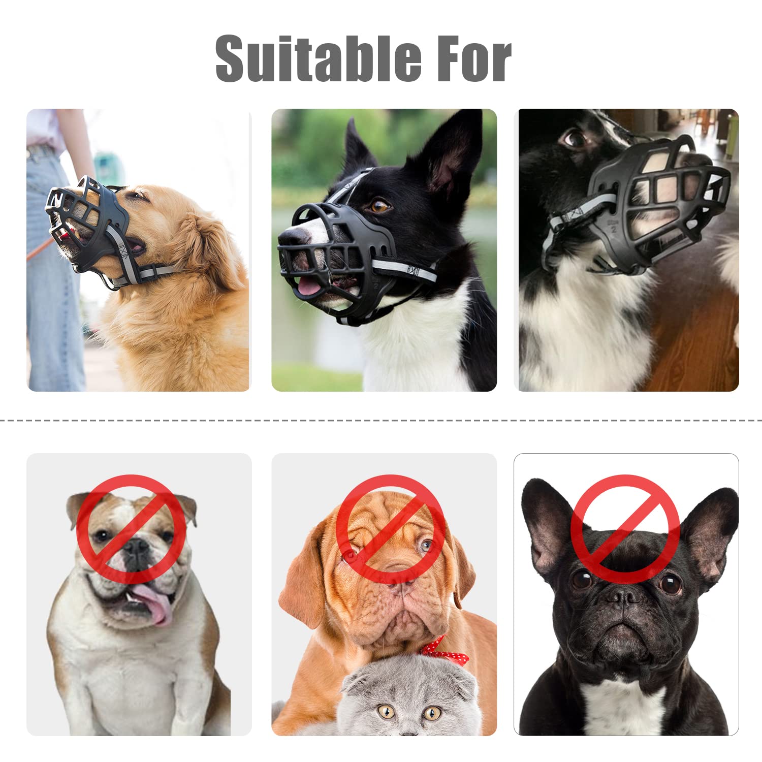 Muselière pour Chien, Museau en Silicone Souple pour Chiens, avec Bandeau Respirant en Maille et Nylon Résistant pour Petits,Moyens Et Grands Chiens ((Number 2)…)
