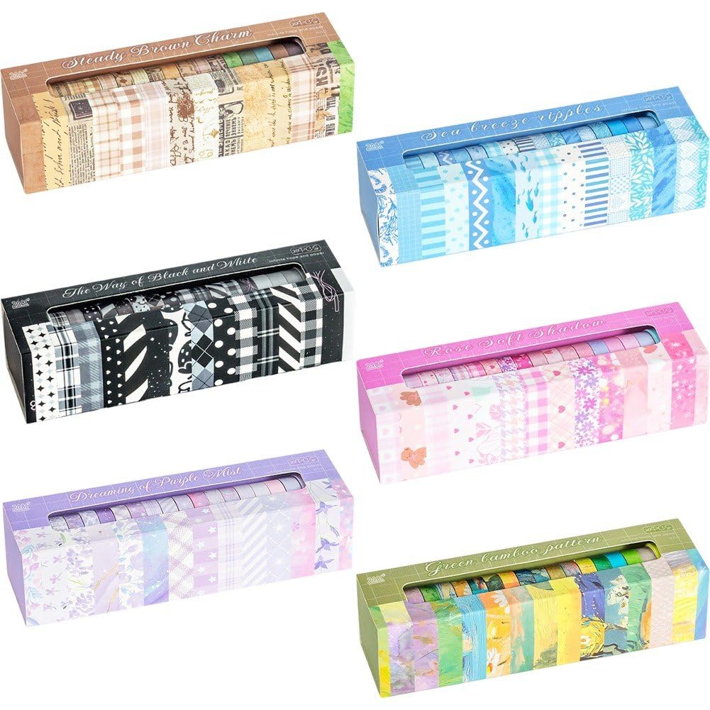 Sslvya 120 Rolls Washi Tape, Decorative Skinny Masking Tapes for Arts, Diy Crafts, Journals, Planners, Scrapbook, Wrapping