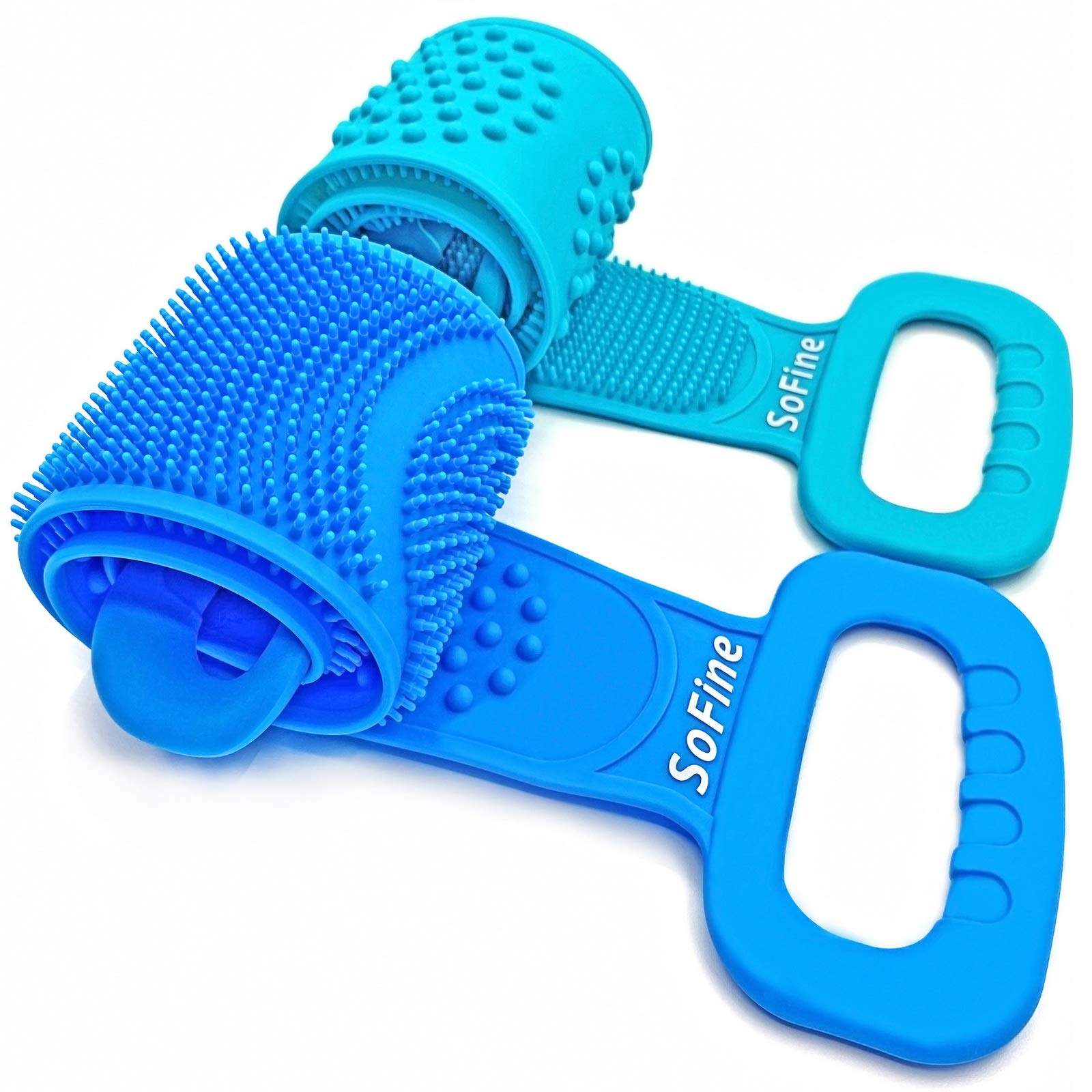 Sofine® 2 Pack Silicone Back Scrubber for Shower,31.5in Dual Sided Bath Body Scrubber,Shower Brush Washer Extra Long with Handle,Back Applicator,Exfoliating Back Scrubbers for Use in Shower Men&Women