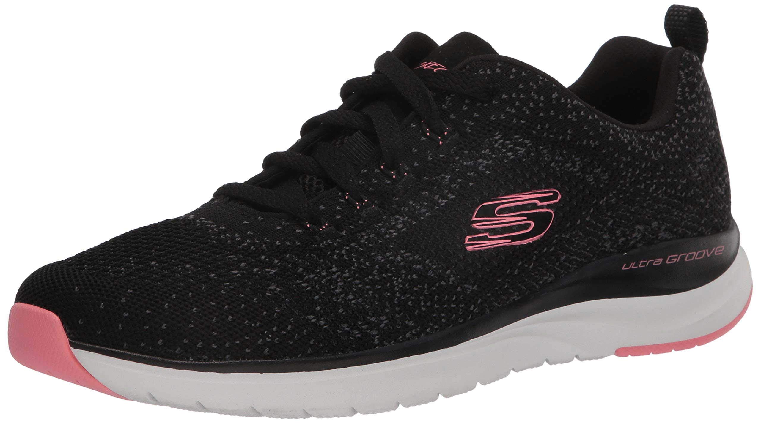 Skechers Womens Ultra Groove Casual Shoes Vegan Knit In Athletic Two-Color Design With Woven In Cooling Panels Black/Pink - 3 Uk (149019) (B07TTDKR5L) Amazon Price History, Amazon Price Tracker