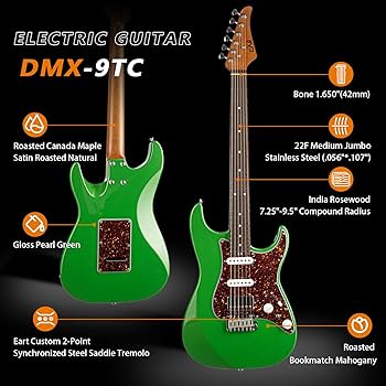 Amazon.com: EART 6 String Electric Guitars DMX-9TC Red