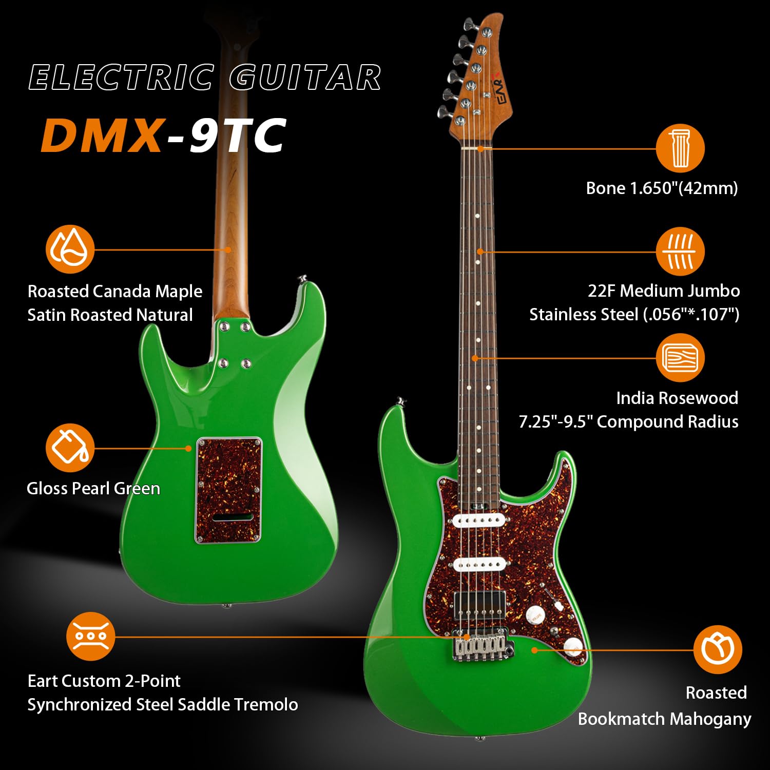 Amazon.com: EART 6 String Electric Guitars DMX-9TC Red
