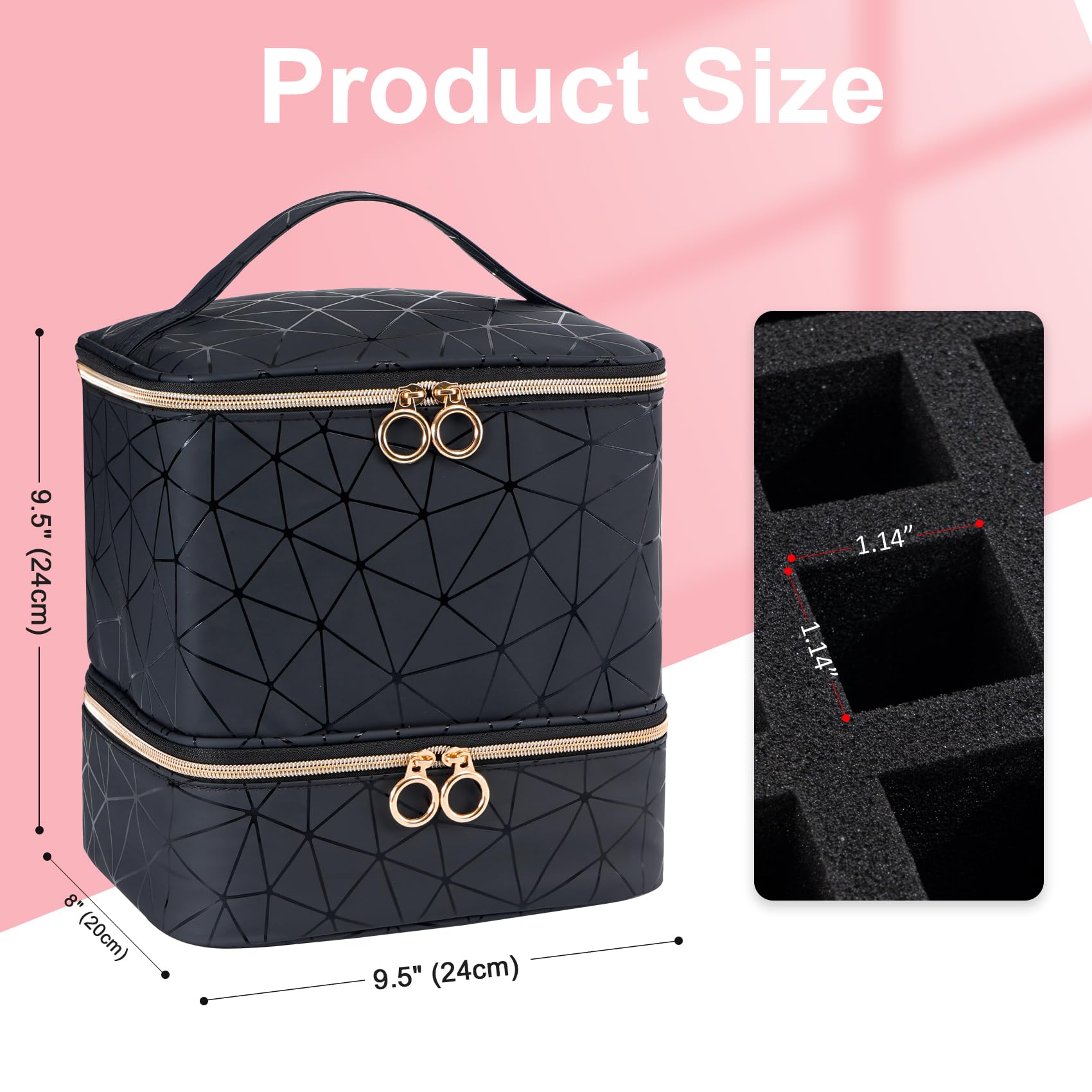 Uross Nail Polish Organizer Bag Holds 54 Bottles Nail Lamp - Image 4
