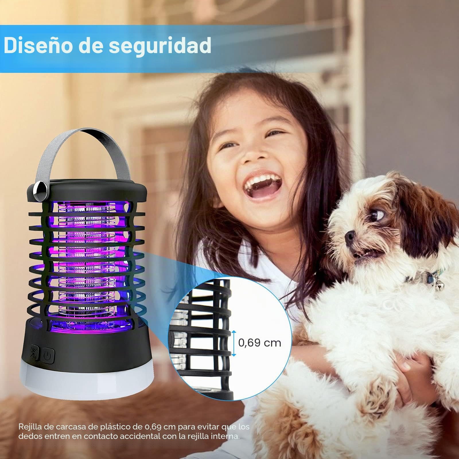 Lámpara Antimosquitos Eléctrico Recargable, Mosquitera Eléctrica USB 3 En 1 Trampa para Mosquitos 2200mAh Recargable A Prueba De Agua, 3 Modos Matamoscas IP66 para Interior Exterior