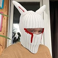 Vista 5 de Funny Horns - Gorro de punto creativo para Halloween, gorro de cara completa, máscara de esquí, resistente al viento, pasamontañas