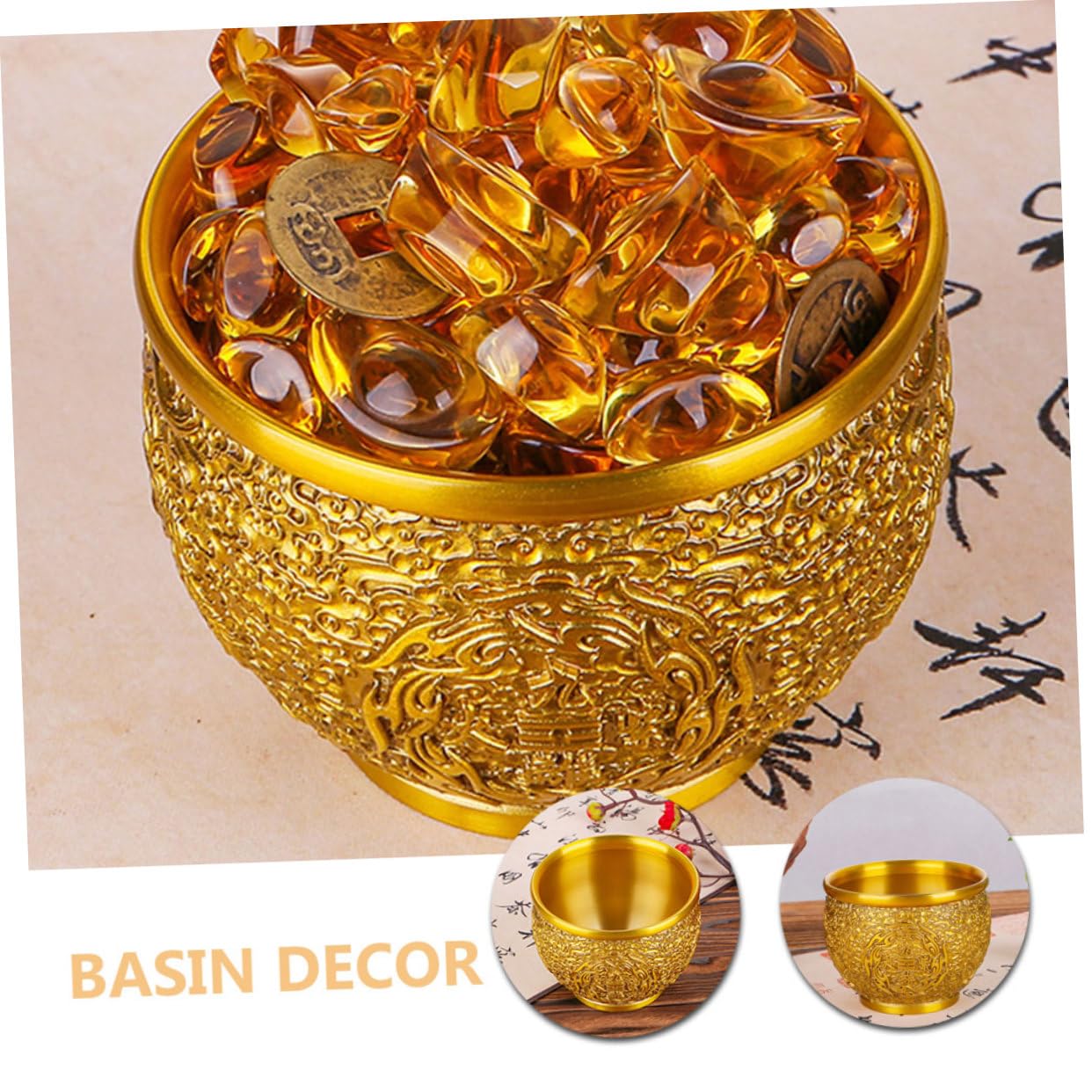 Ciotola Cinese in Ottone Decorazione per Ciotola Elemento Decorativo per Casa Ufficio Contenitore per Oggetti di Valore Regalo