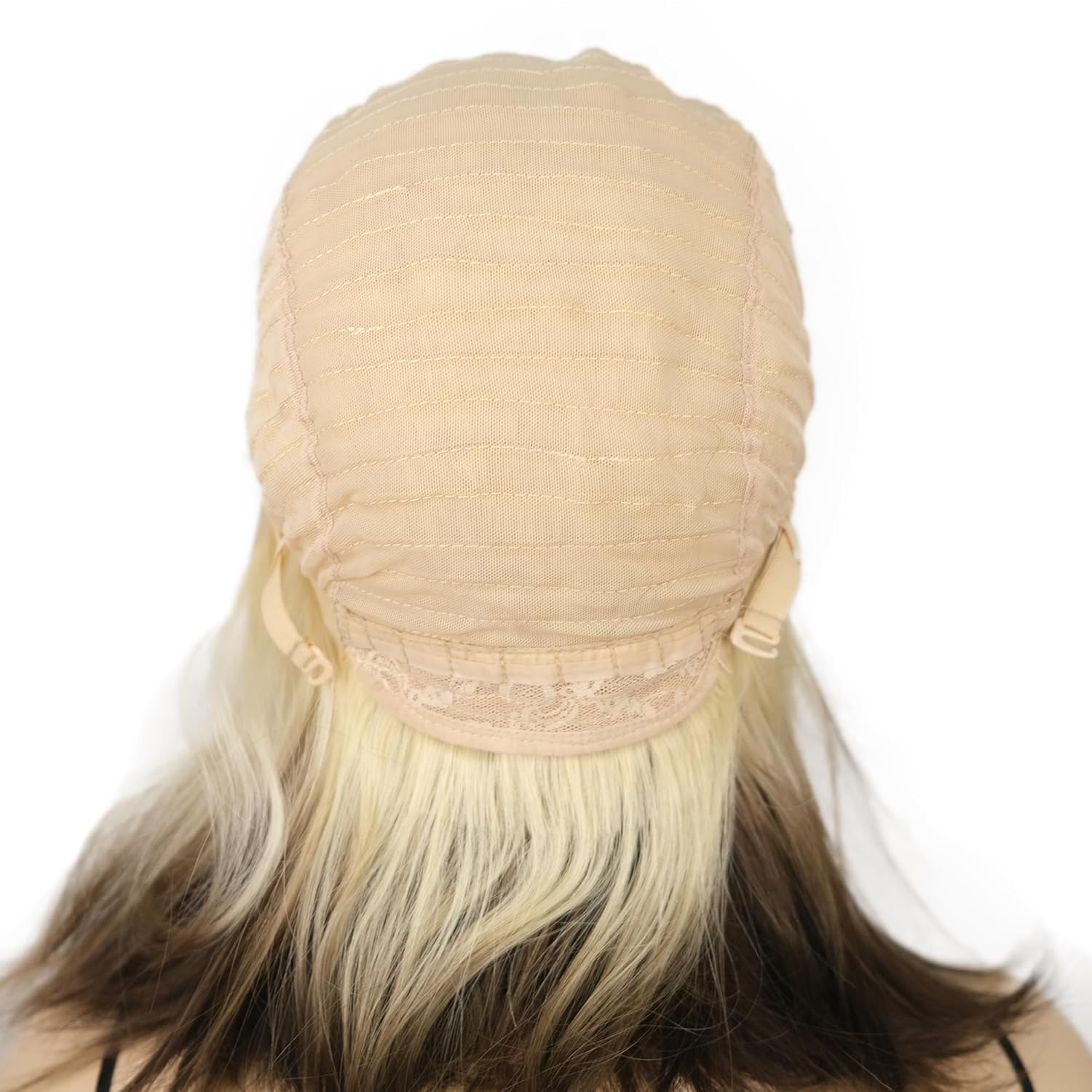Blonde Bob Wig Brown Ombre Lace Front Wigs for Women Short Straight Middle Part Synthetic Hair for Cosplay or Daily Use
