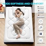 Premium Mattress Topper Queen Size,4 Inch Dual Layer (2" Gel Memory Foam + 2" Plush Pillow Top) Comfort Support, Thick Mattress Pad Cover for Back Pain (60x80 inch)