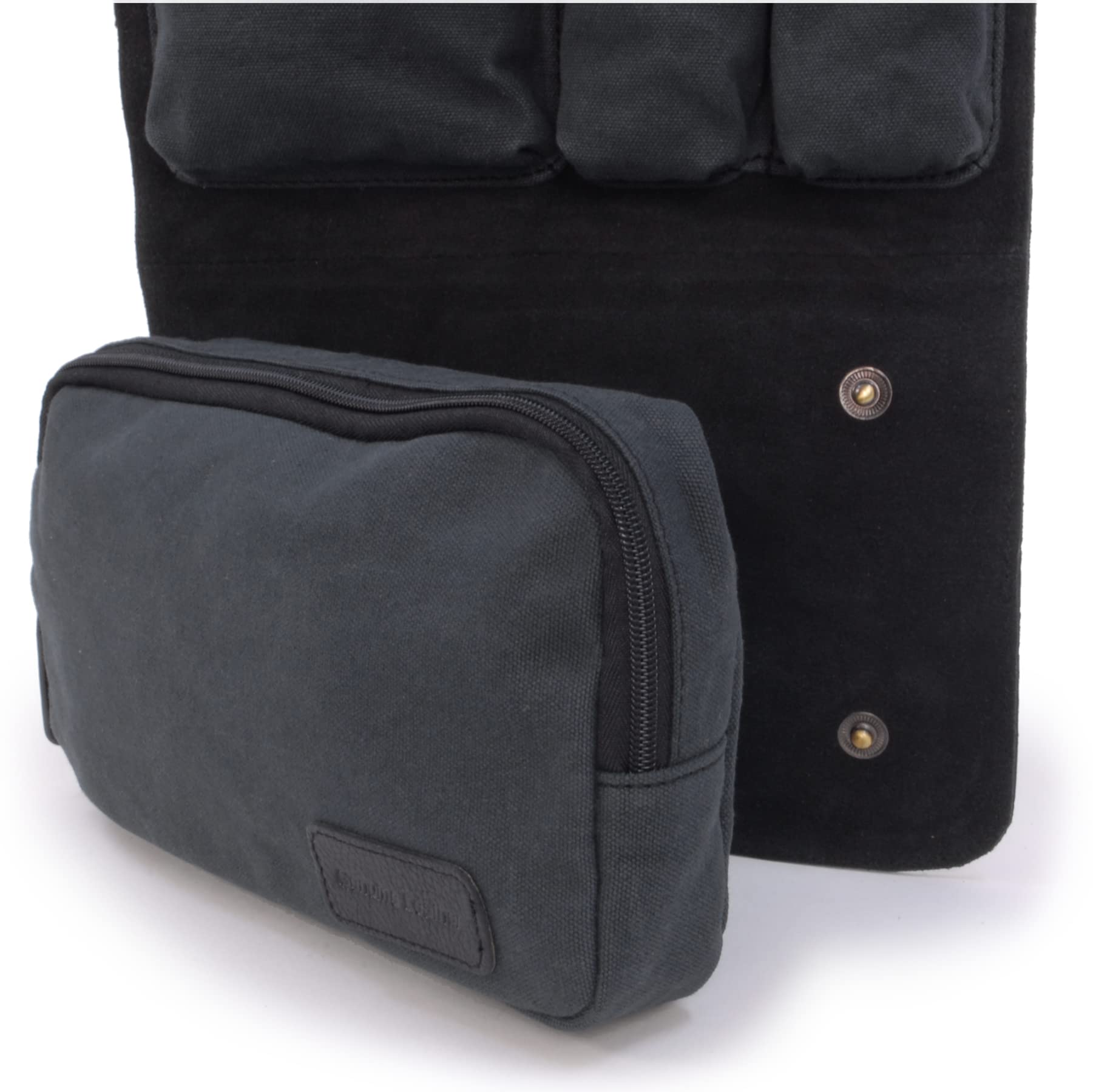 Ashwood - Beauty case da viaggio da uomo - Pelle e tela - Borsa da bagno media - Borsa da doccia sospesa - HAMMERSMITH 7010