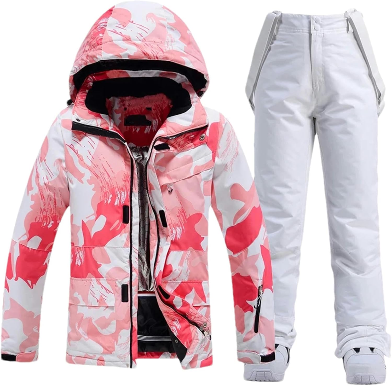 Waterproof Snow Suit Sets for Women Snowboarding Clothing Ski Costumes Winter Wear Jacket Strap Pant