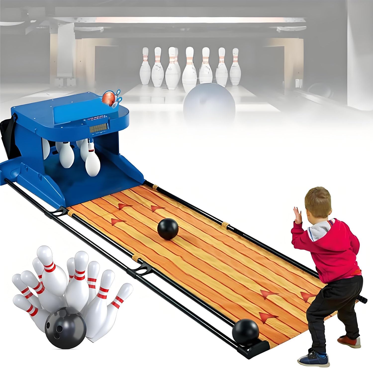Electric Bowling Machine,Electronic Bowling Alley Game For Home,With Automatic Reset, Led Scoreboard, Lighting & Simulation Sound Effect, For Kids Adults,Multiplayer Interactive Gam 3.5m/11.5ft