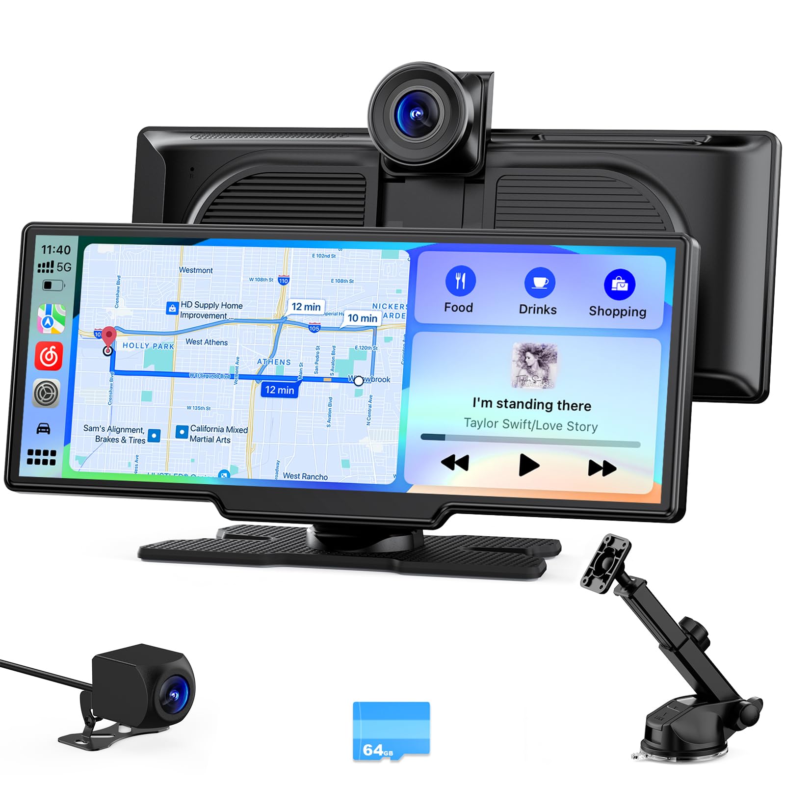 apple car radio wireless 4k dashcam bluetooth voice control