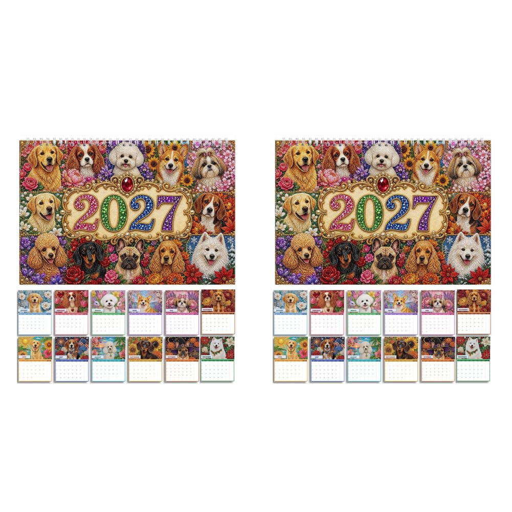 2027 Diamond Art Calendar with Rhinestones for Adults Wall Ornaments