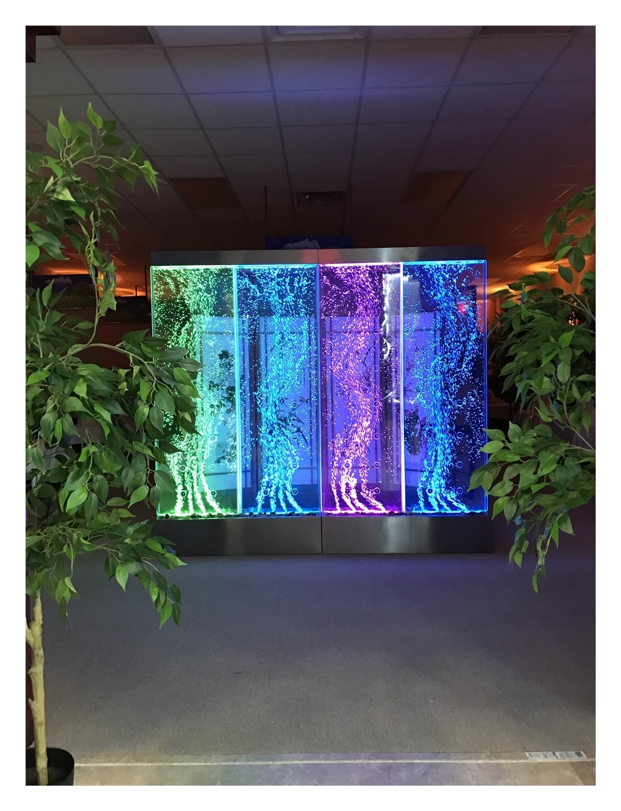 72" Tall x 80” Wide Color Changing Bubble Wall Panel Fountain – Remote Controlled, 7 Colors, Low Maintenance, Quiet Air Pumps, Easy Assembly