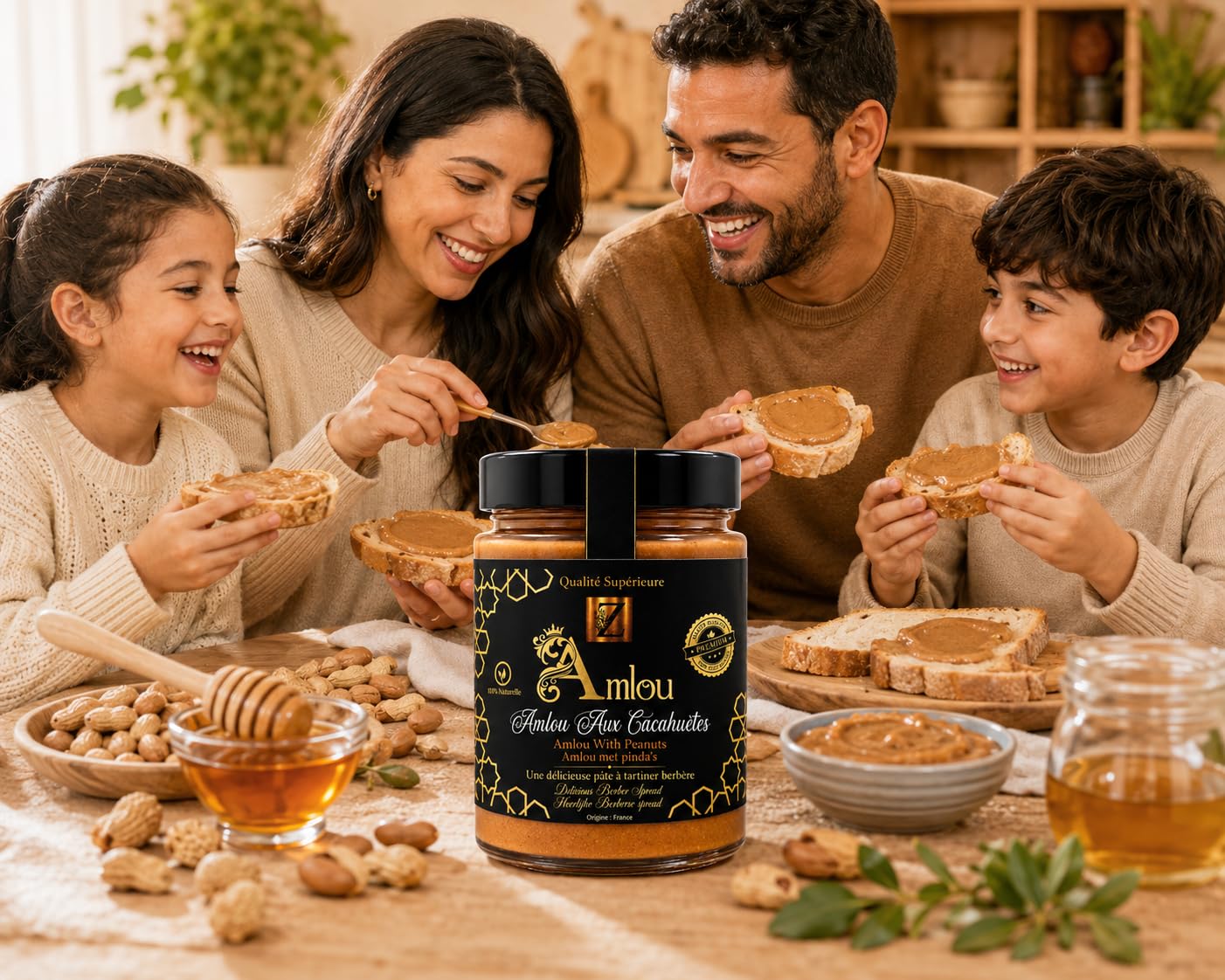 Amlou con Cacahuetes Tostados, Aceite de Argán y Miel de Azahar de Marruecos – Tarro de 400 g