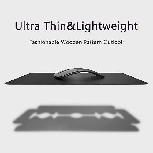 Miniatura 4 de Alfombrilla de mouse dura, alfombrilla de mouse de piel sintética ultra fina con textura de madera, base de goma antideslizante impermeable para
