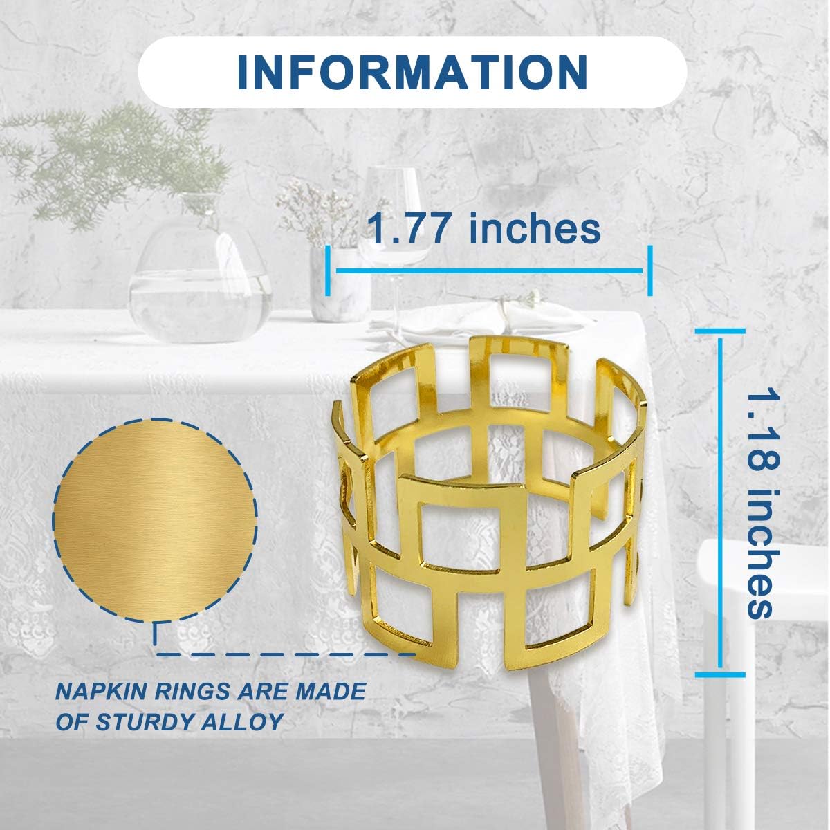 Flash Sale DOXILA Napkin Rings Set of 12, Gold Napkin Ring Holders for Christmas Dinners Parties,Wedding,Table Decoration Accessories