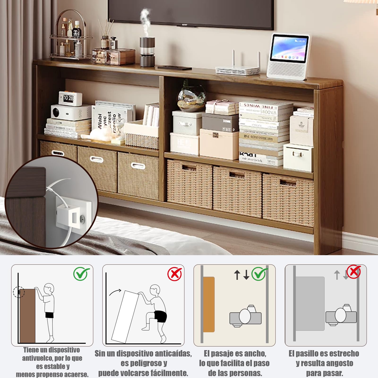 estantes de Doble Capa,Mesa de Entrada Recibidor Pequeña,Mueble detras Sofa Decoraciones estrechas,Ideal para Espacios pequeños para Salón Pasillo Recibidor （Blanco-120×15×86）