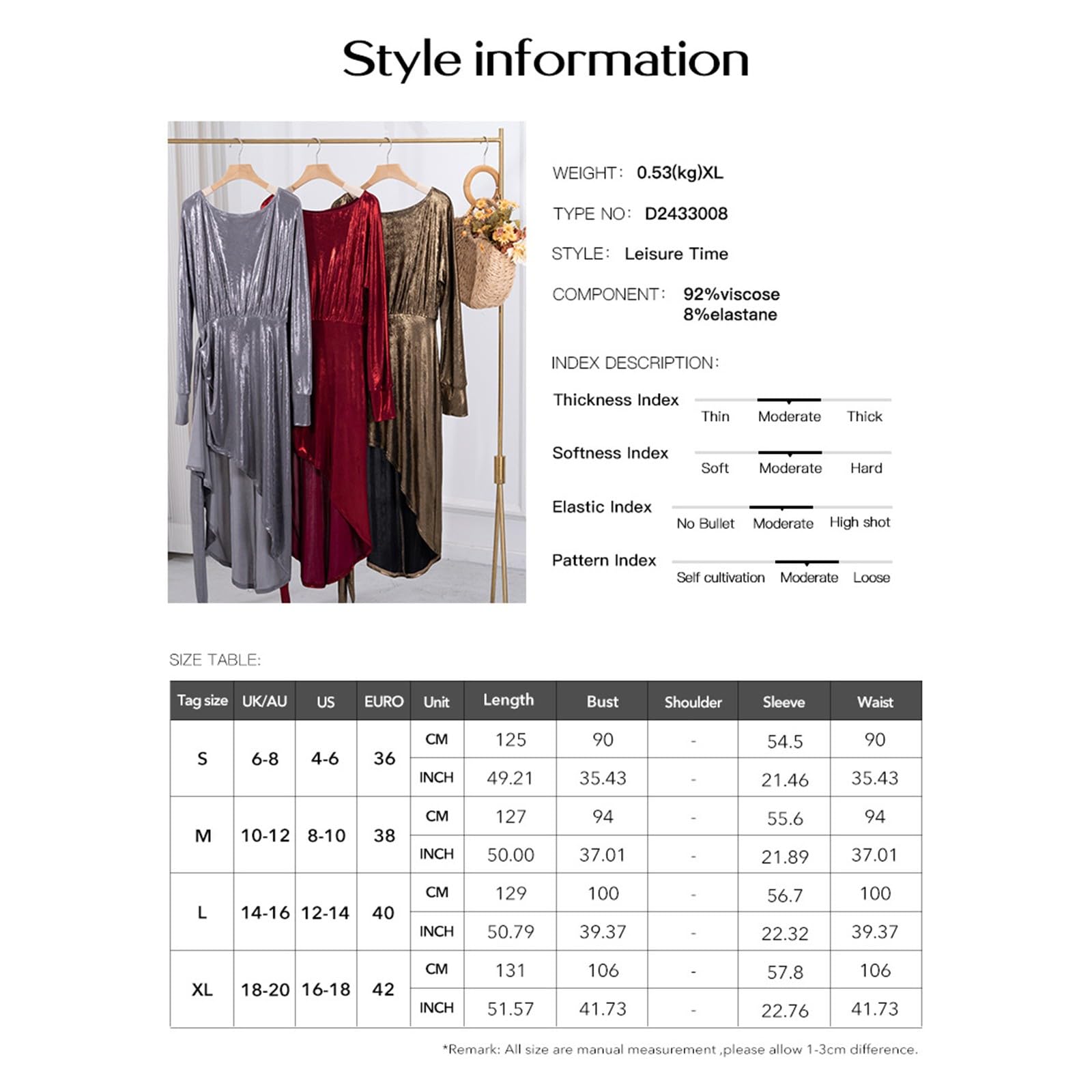 Generisch Mujer 2025 Manga Larga de Terciopelo Midi Vestidos de Noche Elegante Encaje Cuello en V Cintura Alta Vestido de Noche para Invitados de Noche