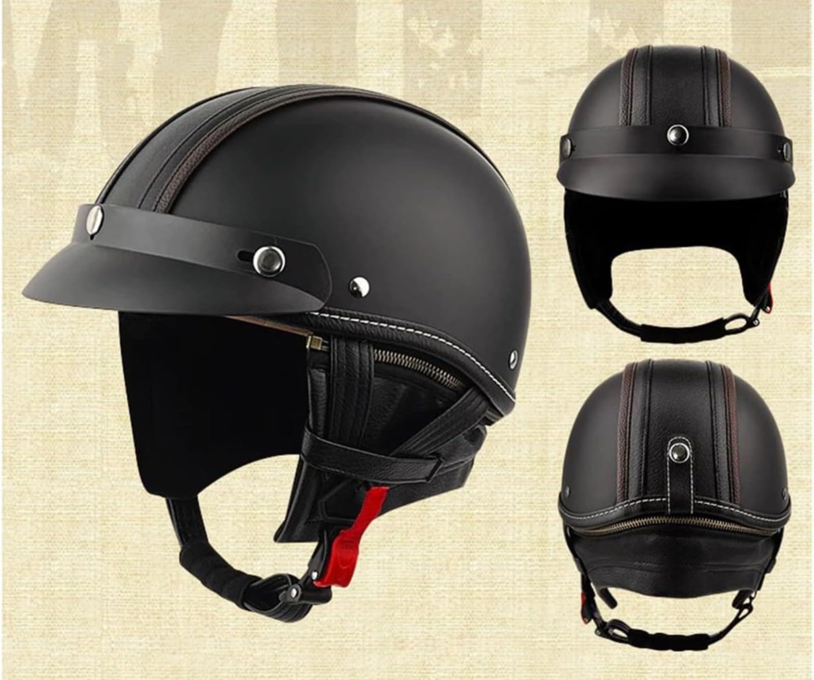 Kask motocyklowy retro, dopuszczony do użytku przez DOT/ECE, kask na skuter, w stylu niemieckim, męski i damski kask motocyklowy w stylu vintage, otwarty kask