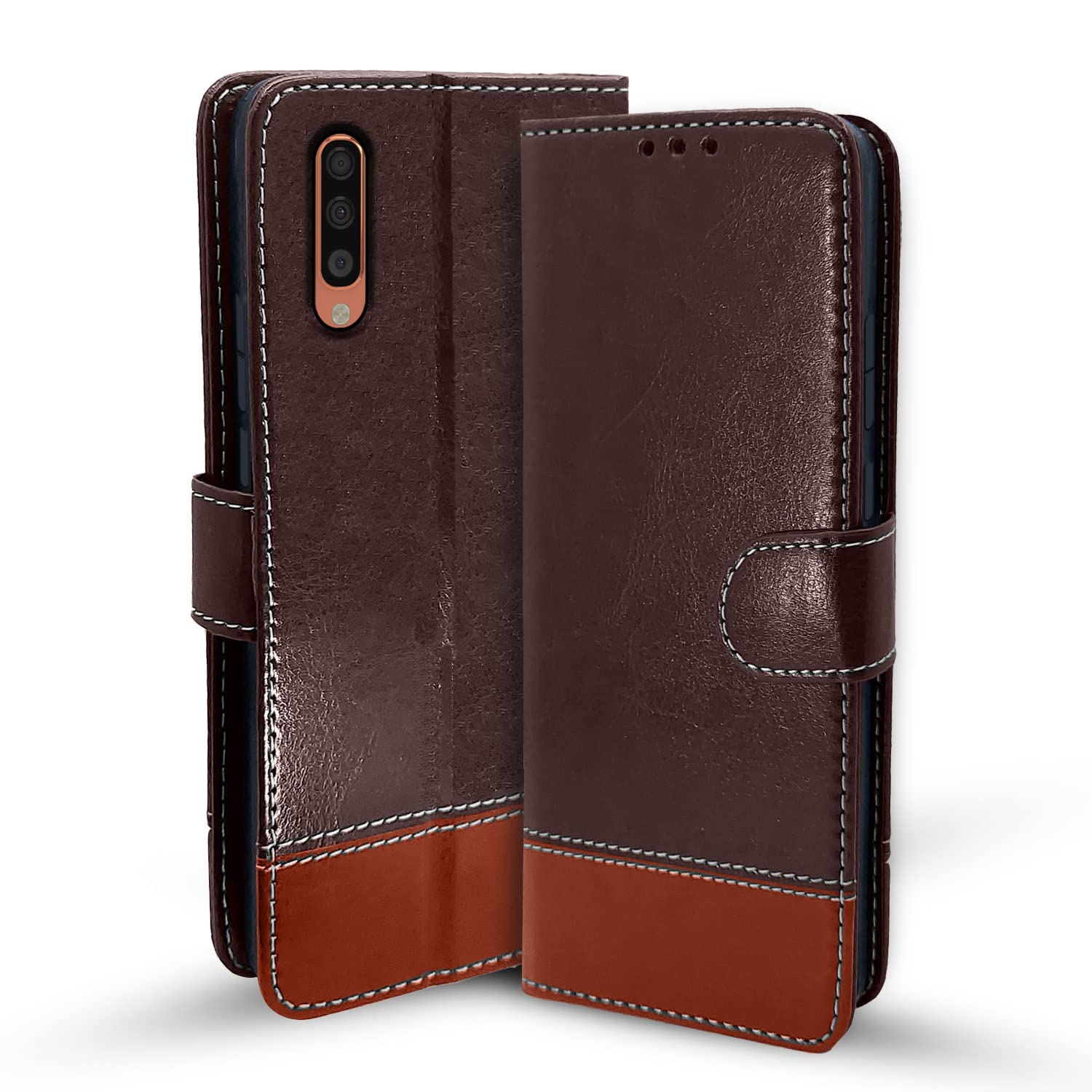 Pikkme Samsung Galaxy A70 / A70s 5G Flip Cover | Dual-Tone PU Leather Finish | Wallet Style & Stand | Magnetic Flip Case for Samsung Galaxy A70 / A70s 5G (Coffee & Brown) (B0B9NGYRJ4) Amazon Price History, Amazon Price Tracker