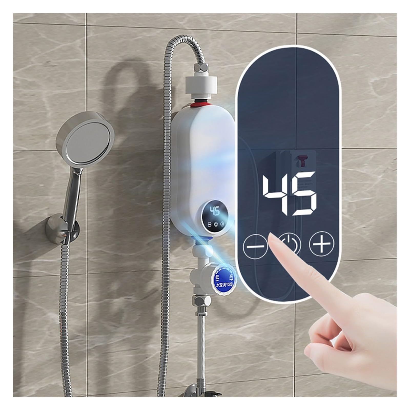 Scaldabagno Senza Serbatoio Elettrico Da 5500 W Con Display Digitale Riscaldatore Di Acqua Calda Istantaneo Smart Touch Riscaldatori Elettrici Doccia Automatica riscaldare rapidamente(Kitchen)