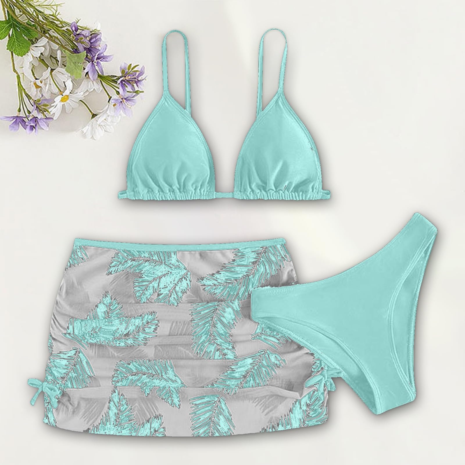 Bikinis 3 Piezas para Niña Trajes de Baño Verano Conjunto de Bikinis Niñas Ropa con Top Bikini Tirantes Ajustables Shorts Bikini y Falda Estampada dePlaya y Piscina