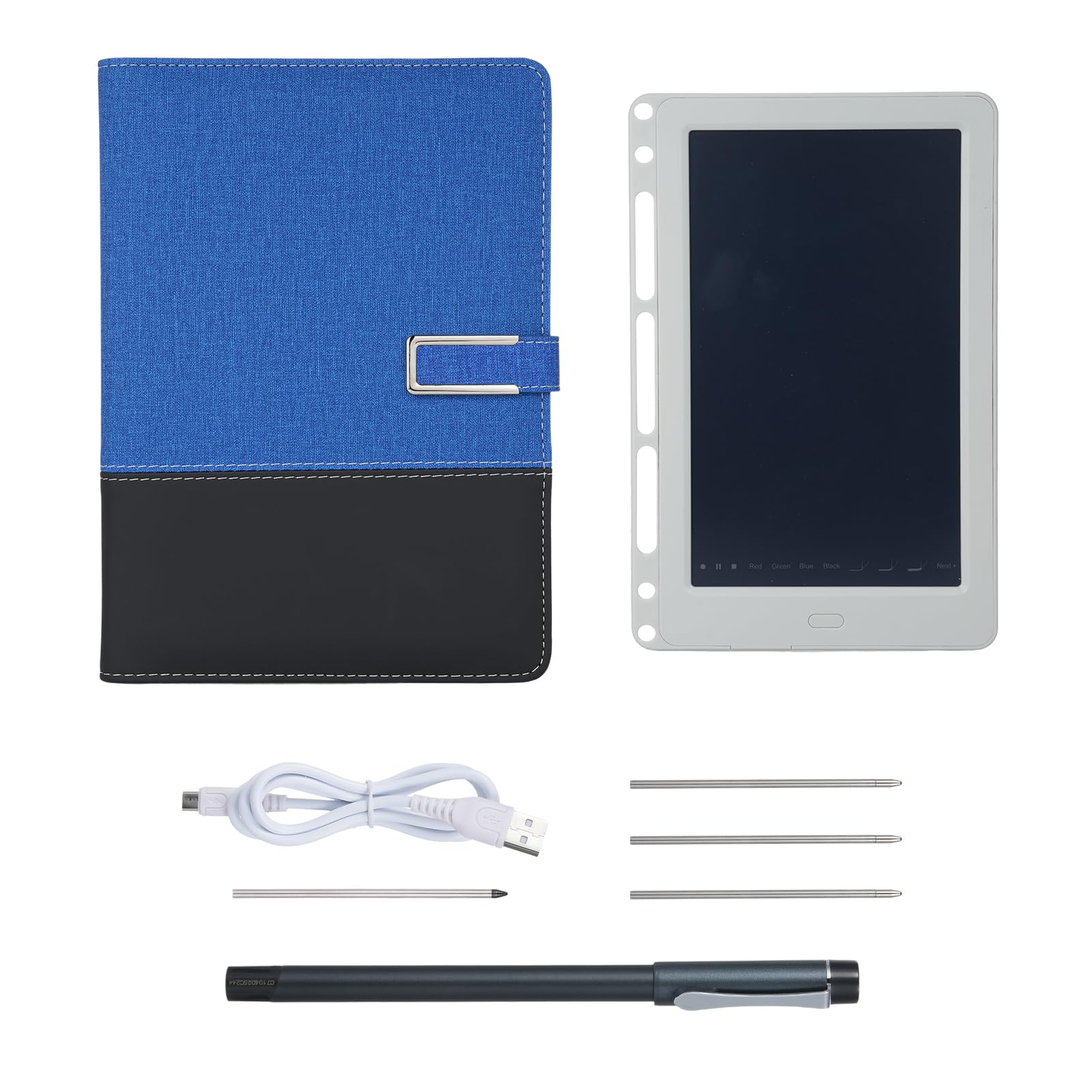 Bolígrafo y cuaderno de cuero Diario forrado con tablero de escritura de sincronización en tiempo real para digitalización Uso Aplicación Voz a texto Almacenamiento fuera de línea (Azul)