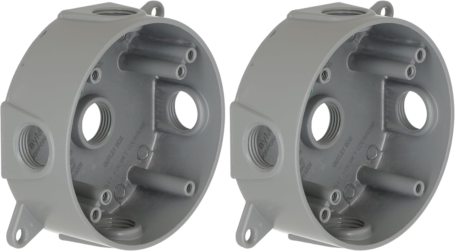 BELL 5361-0 Round Weatherproof Box, Five 1/2 in. Threaded Outlets, Gray