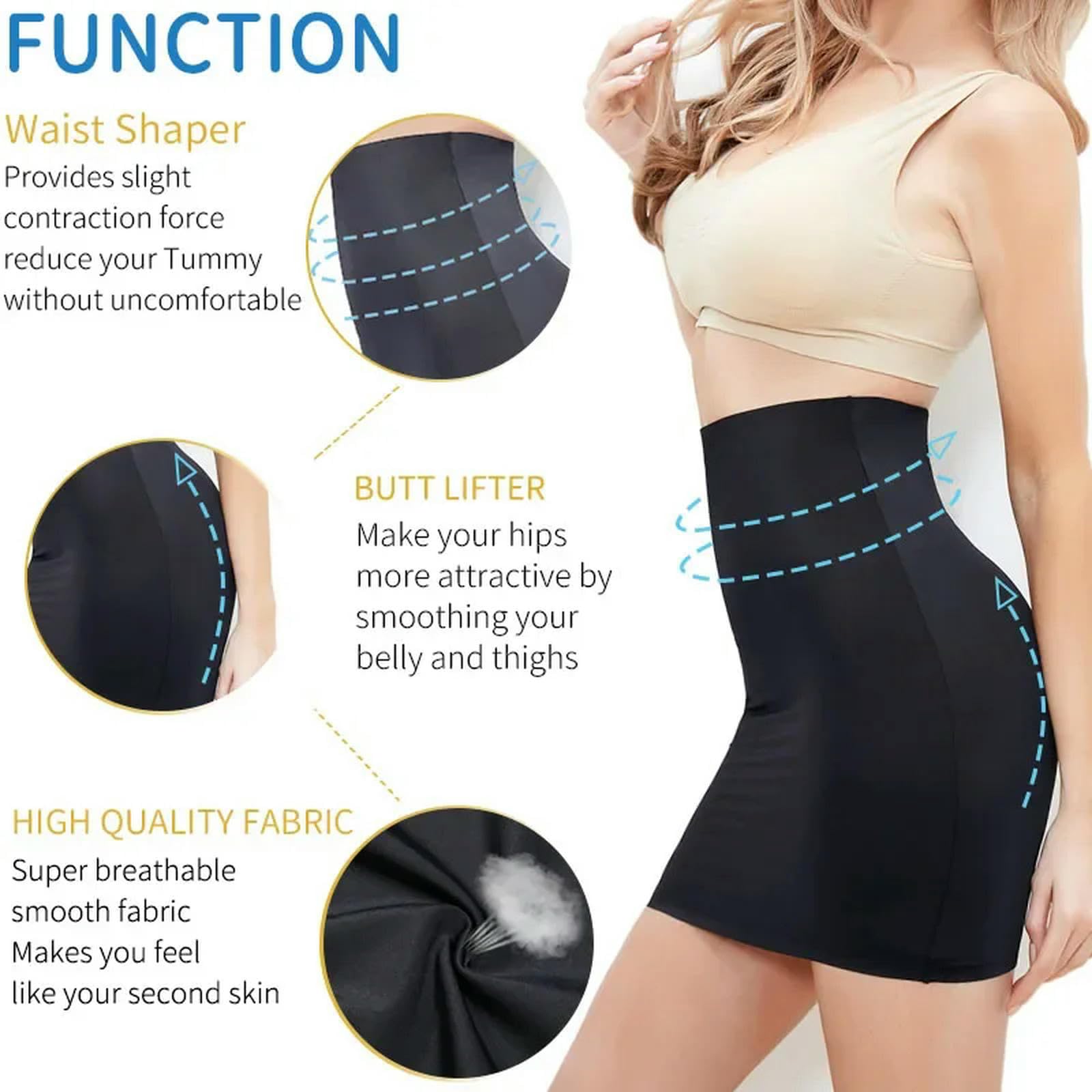 Corsetto Donna Half Slip Shaper Femminile - Gonna Ad Allenamento in Vita Alta, Shapewear di Controllo della Pancia, Corsetto Senza Cuciture per Dimagrimento-Nero-s