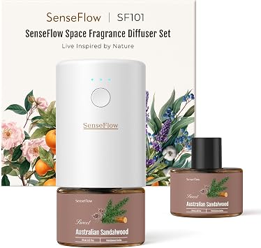 Essential Oil Refill 1.02oz/30ml - Free SF101 Waterless Aromatherapy Diffuser, Covers 1000 Sq Ft, 120-Day Natural Scent,Australian Sandalwood