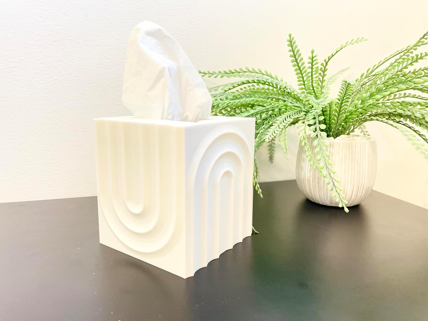 Minimalist Square Tissue Box Cover, Tissue Holder for Bathroom, Square 3D Printed Tissue Box Cover, Dresser Accessories,Plastic Tissue Cover, Easy Refill at Bottom
