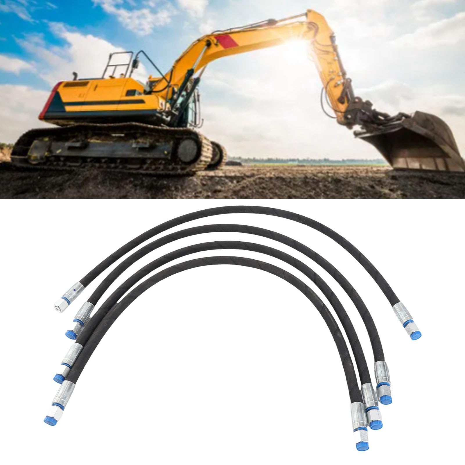 Fabater Válvula Desviadora Hidráulica, Construcción de 3 Vías de Acero Aleado Válvula Desviadora de 3 Vías, Accesorios para Miniexcavadora con Mangueras Flexibles de 31 Pulgadas para Miniexcavadoras