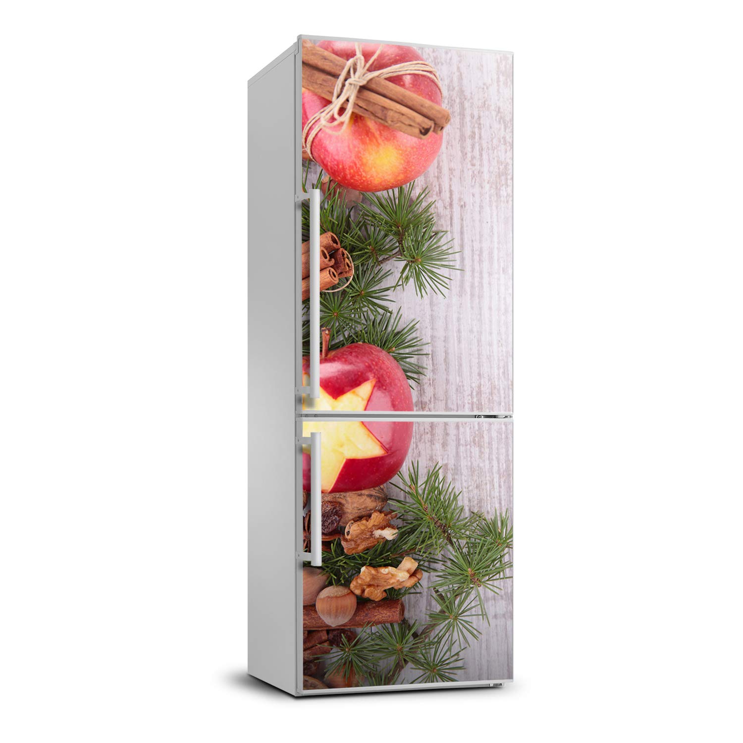 Tulup Autocollant Frigo Réfrigérateur 70x190cm Sur Un Mur Décoratif Auto-adhésif - pommes de Noël
