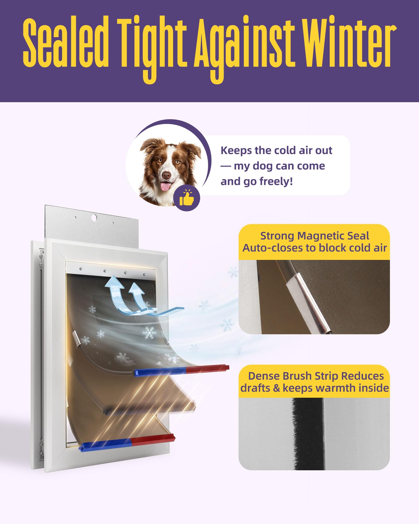 Puerta de perro XL para puertas, puerta de aluminio para mascotas para perros y gatos con bloqueo, hasta 220 libras