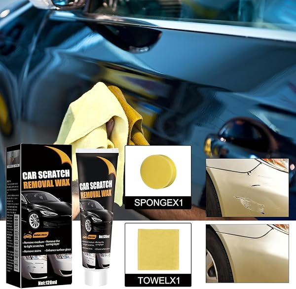 Car Scratch Remover,Scratch Remover for Vehicles, Paste Car Scratch Remover Scratch Remove Wax with Wipe and Sponge Cars Paint Scratchs Repair Kit for Deep Scratches - 2