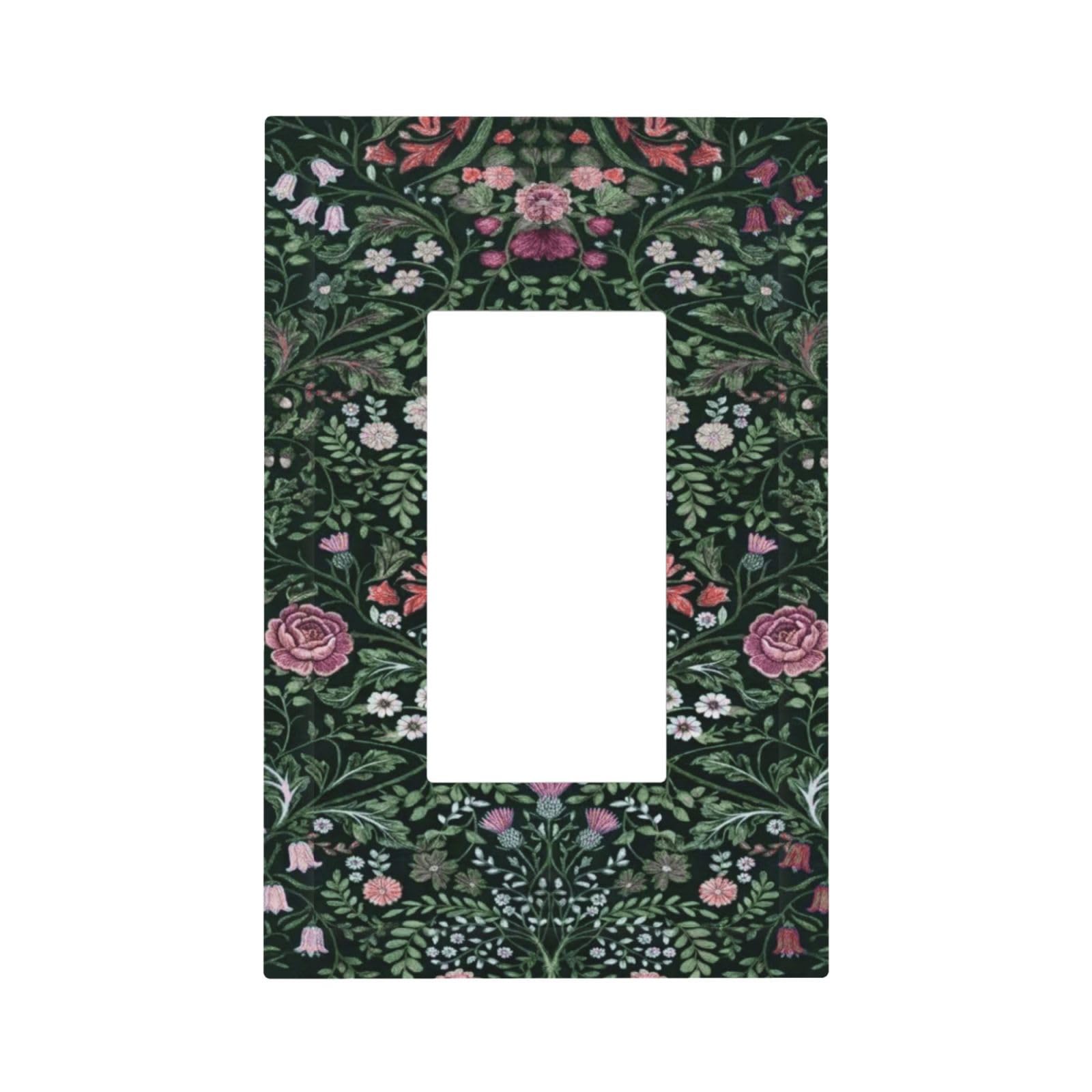 William Boho Floral Moris Flower Leaf 1 Gang Outlet Decorator Light Switch Wall Plate Cover Faceplate Decorative Switchplate Rocker/GFCI Outlet Cover