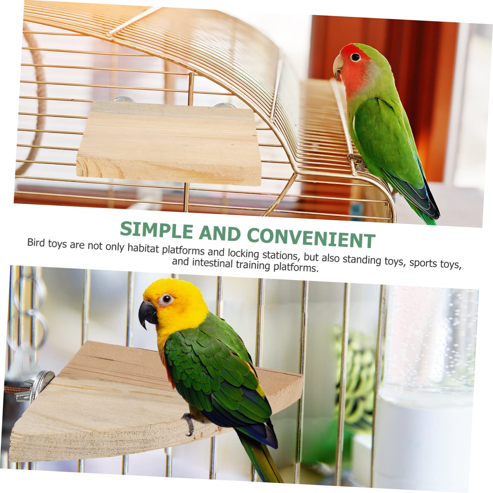 CIYODO 2Pcs Bird Perch Platforms Flat Wooden Stands for Small Birds Like Parakeets Cockatiels Easy to Install Cage Accessories Provides Extra Space Exercise for Pet Birds