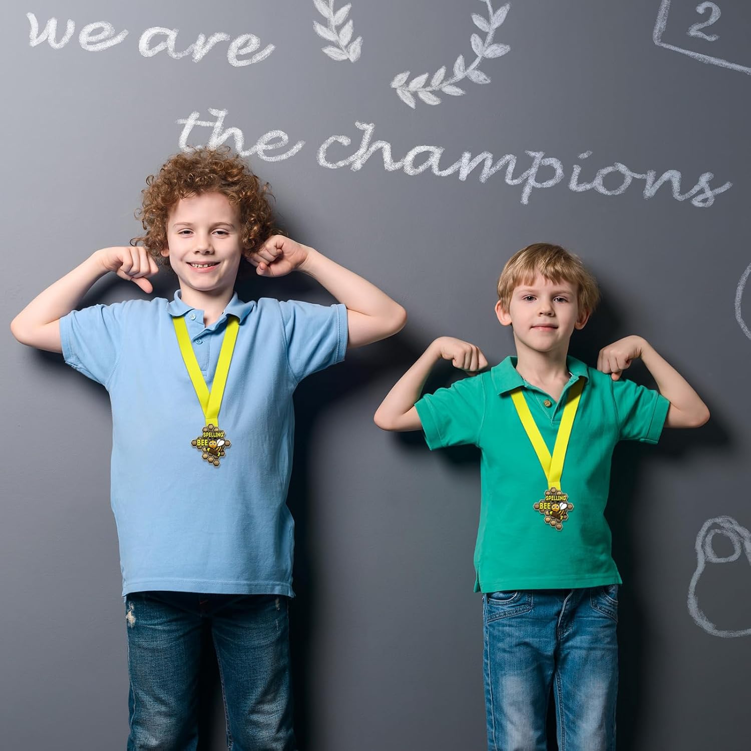 Zonon 12 Pcs Spelling Bee Medals Bulk Honeycomb Spelling Bee Award Medals with Neck Ribbon 3.23 x 3.15 Inches Spell Trophy for Back to School Competitions Party Supplies Winner Gifts