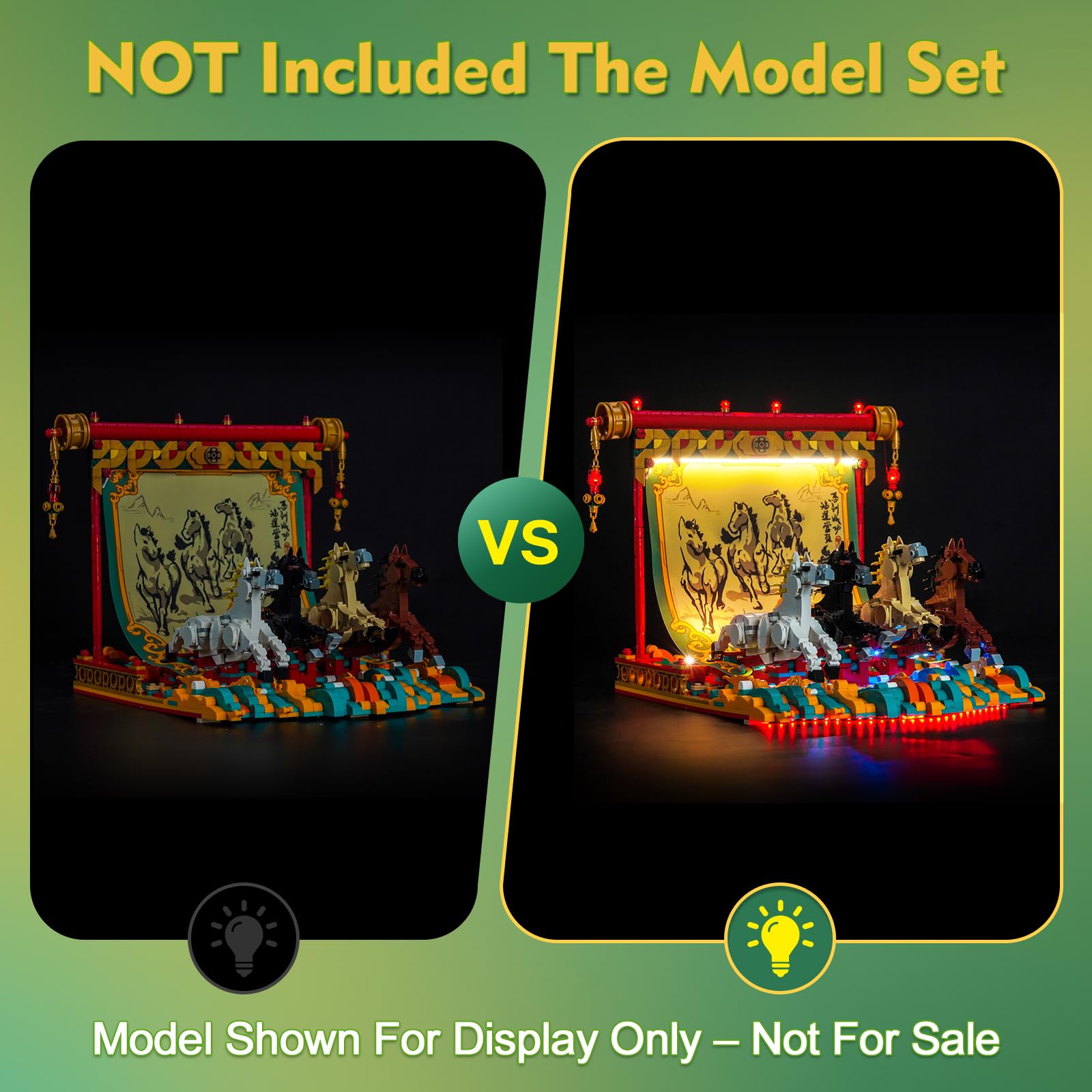 LocoLee RC Led Light Set Compatible with Lego 80119 Galloping Horses Canvas Led Decoration Lighting Kit Compatible with Lego 80119 Building Blocks Model,Only Lights Set,No Model - Image 4