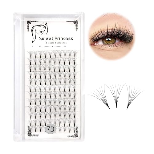 120 extensiones de pestañas postizas de 0.07 a 0.71 pulgadas para elegir abanicos de volumen 7D, grosor de 0.003 in, rizo D, injerto natural,