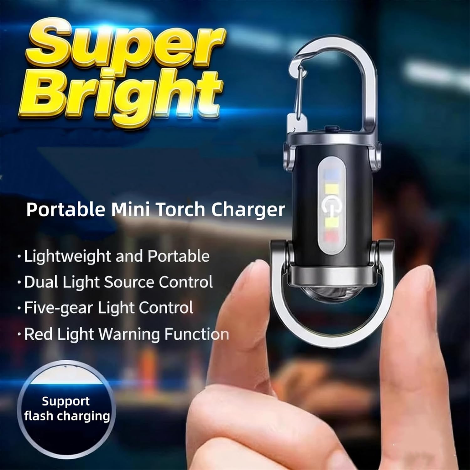 Upgraded Keychain Flashlight Phone Charger, Portable Rechargeable Bright Keychain Flashlight, Portable Mini Torch Charger, Key Light Led Waterproof for Camping, Hiking, Emergency Use (4Pcs)