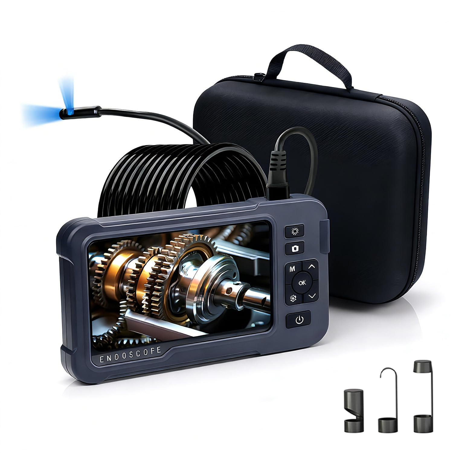 Endoscope Camera with Light 1920P HD Three Lens Borescope with 8 LED Lights, IP67 Waterproof Snake Sewer Tools 5" Inspection Camera,16.5ft Semi-Rigid Drain Endoscope