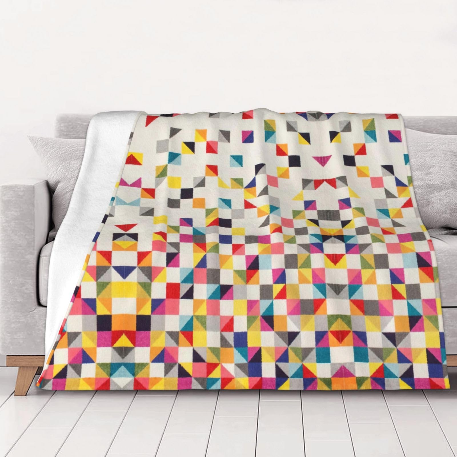 Couverture de lit en flanelle douce plaid microfibre épais chaud géométrique