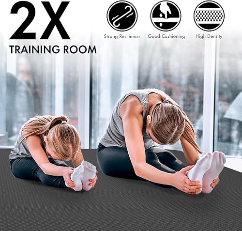 Miniatura 2 de FrenzyBird Tapete de yoga grande de 6 x 4 pies, tapete de ejercicio extra grueso de  pulgadas con 2 cintas de agrupación, respetuoso con el medio