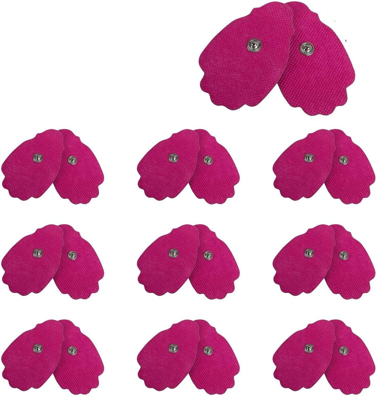 Pack – 20 (10 Pairs) Large TENS Unit Electrode Pads Reusable Self-Adhesive Replacement Massage Pads (Snap on – 3.5mm) – for TENS/EMS Electronic Pulse Massagers (Pink)